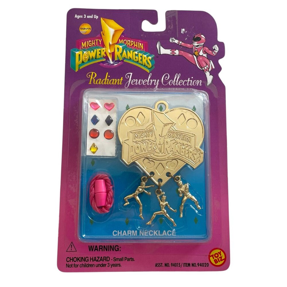 Vtg 1995 Mighty Morphin Power Rangers Radiant Jewelry Collection Charm Necklace
